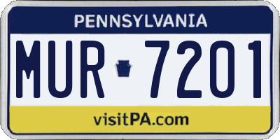 PA license plate MUR7201