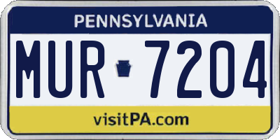 PA license plate MUR7204