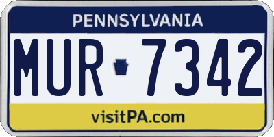 PA license plate MUR7342
