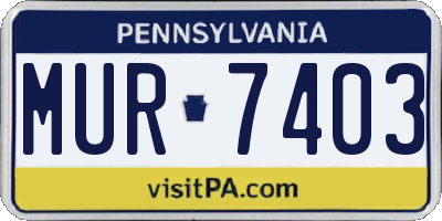 PA license plate MUR7403
