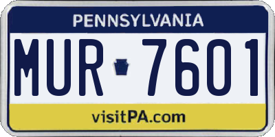 PA license plate MUR7601