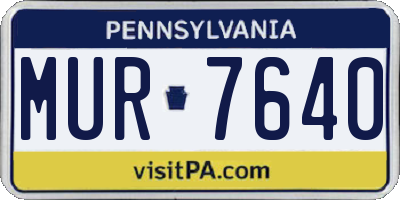 PA license plate MUR7640