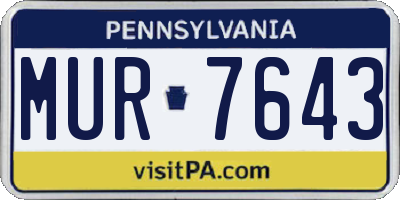 PA license plate MUR7643