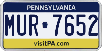 PA license plate MUR7652