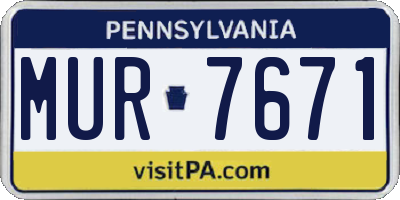 PA license plate MUR7671