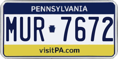 PA license plate MUR7672