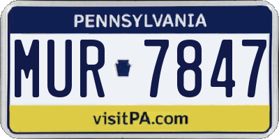 PA license plate MUR7847