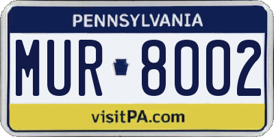PA license plate MUR8002