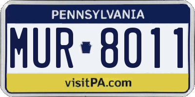 PA license plate MUR8011