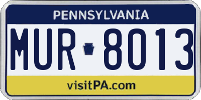 PA license plate MUR8013