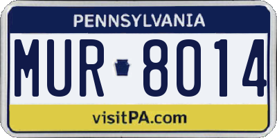 PA license plate MUR8014