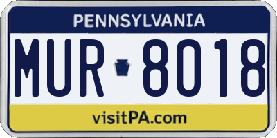 PA license plate MUR8018