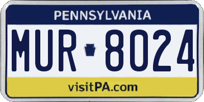PA license plate MUR8024