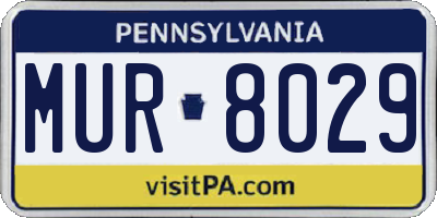 PA license plate MUR8029