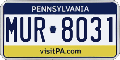 PA license plate MUR8031