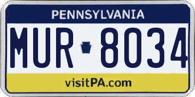PA license plate MUR8034