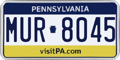 PA license plate MUR8045