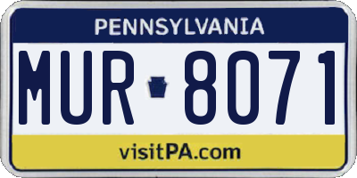 PA license plate MUR8071