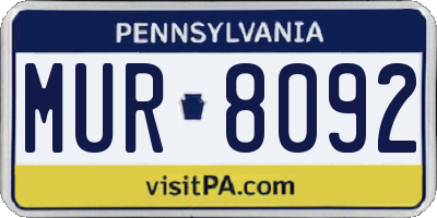 PA license plate MUR8092