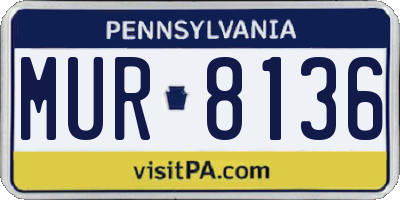 PA license plate MUR8136