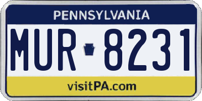 PA license plate MUR8231