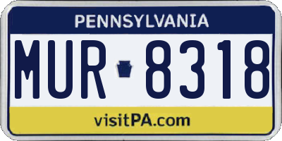 PA license plate MUR8318