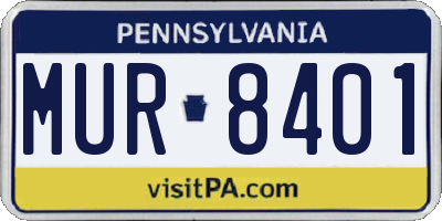 PA license plate MUR8401