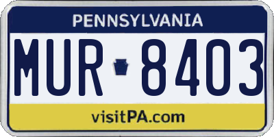 PA license plate MUR8403