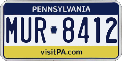 PA license plate MUR8412