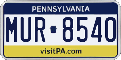 PA license plate MUR8540