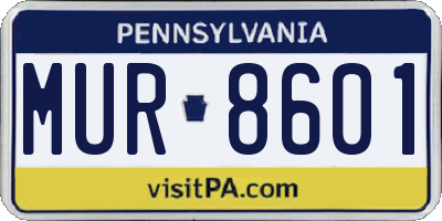 PA license plate MUR8601