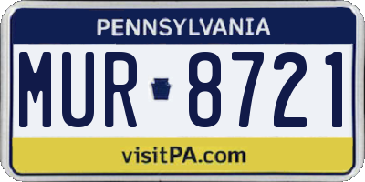 PA license plate MUR8721