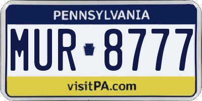 PA license plate MUR8777