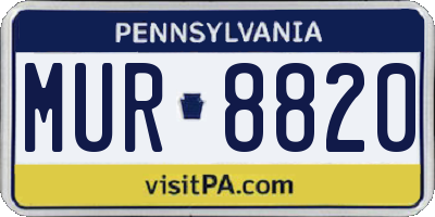 PA license plate MUR8820