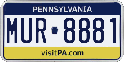 PA license plate MUR8881