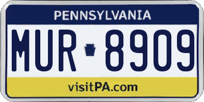 PA license plate MUR8909