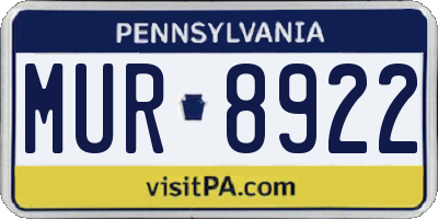 PA license plate MUR8922