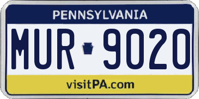PA license plate MUR9020