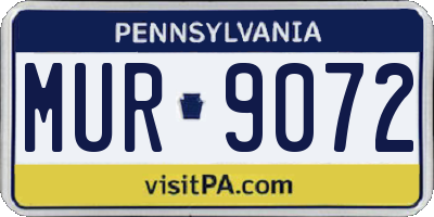 PA license plate MUR9072