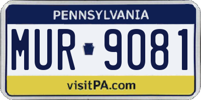 PA license plate MUR9081