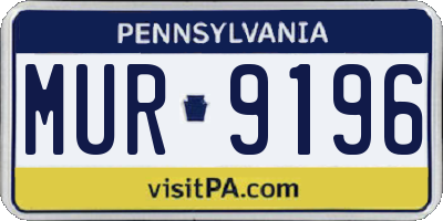 PA license plate MUR9196