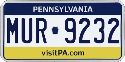 PA license plate MUR9232