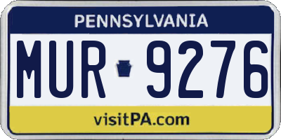 PA license plate MUR9276
