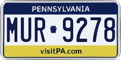 PA license plate MUR9278