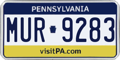 PA license plate MUR9283