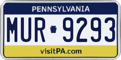 PA license plate MUR9293