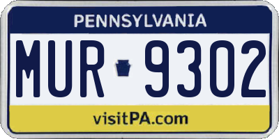 PA license plate MUR9302