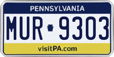 PA license plate MUR9303
