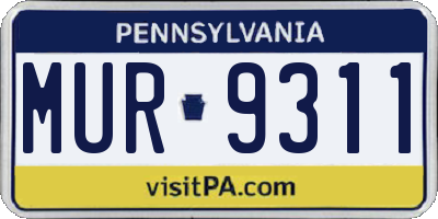 PA license plate MUR9311