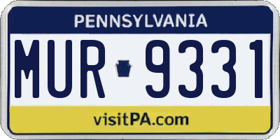 PA license plate MUR9331